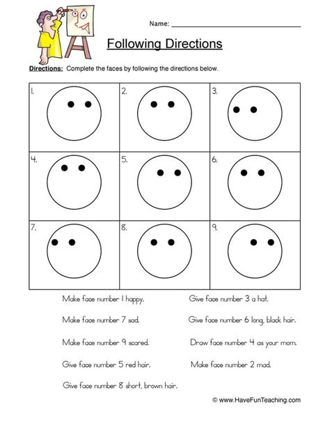 directions worksheets  grade follow directions worksheet