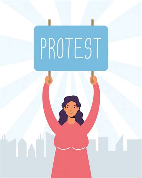 Premium Vector Woman Protesting With Placard