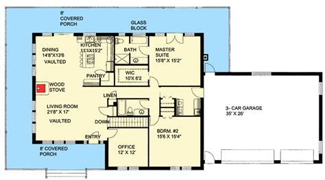 Plan 35519gh Brick Ranch House Plan With Finished Lower Level Brick