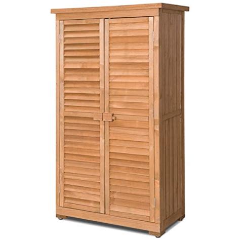 Goplus Outdoor Storage Cabinet Wooden Garden Shed With Latch
