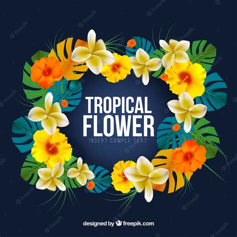 Free Vector Background Of Colorful Tropical Flowers