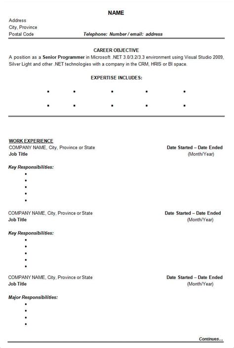 12 Free Chronological Resume Templates Pdf Word Examples