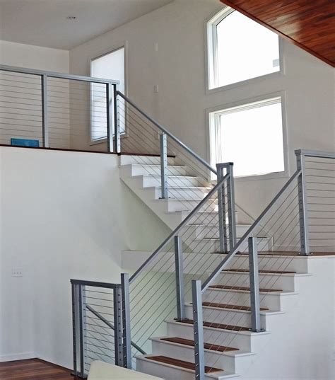 Cable Stair Railing Square Stainless Steel Posts And Handrail With
