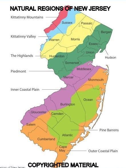 Four Regions Of Nj New Jersey Regions Geography Pinterest New