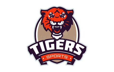 Sports Logo With Tiger Mascot Colorful Sport Emblem With Tiger Mascot