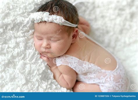 Sleeping Newborn Baby Girl Stock Photo Image Of Female 123887326