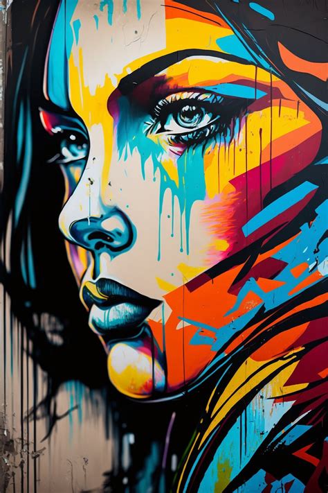 Womans Face Colorful Graffiti Art Digital Image Png File Etsy