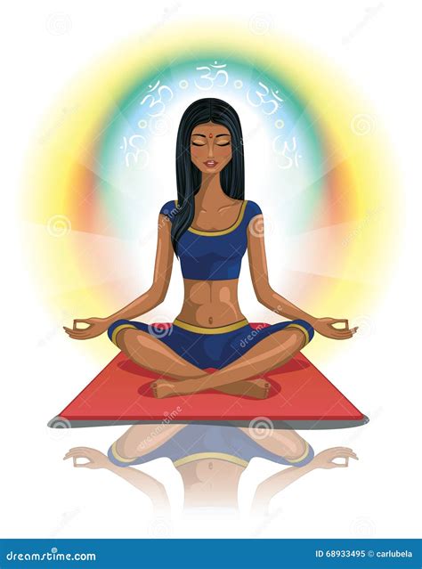 Meditar hindu da mulher ilustração do vetor Ilustração de desenho