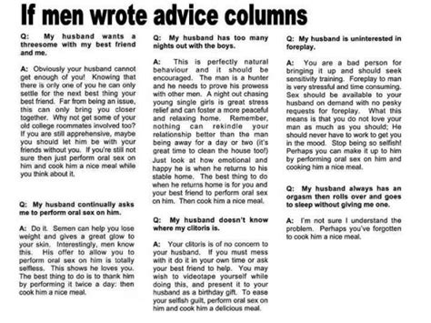 If Men Wrote Advice Columns Picture Ebaums World