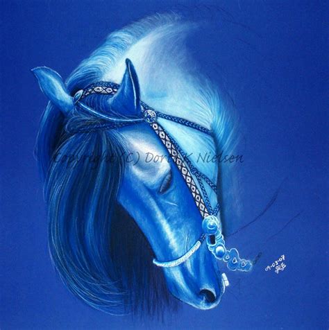 Original drawings and prints are for sale and i take commissions. Blue Monochromatic Horse Portrait Drawing | Horses, Horse ...