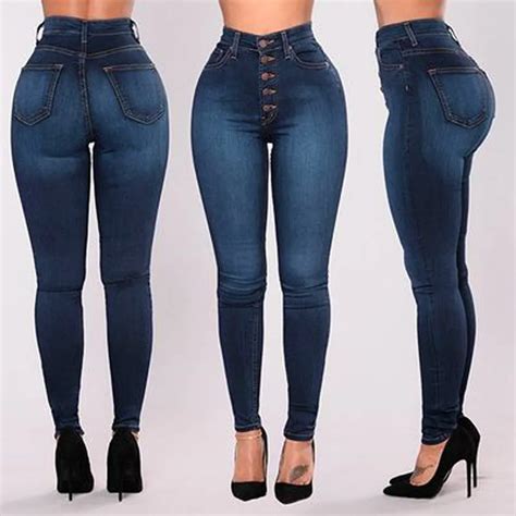 women high waisted skinny denim soft and comfortable jeans stretch slim pants calf length jeans