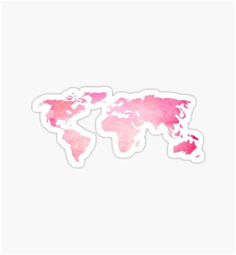 Pink Watercolor World Map By Lauren C Water Color World Map Pink