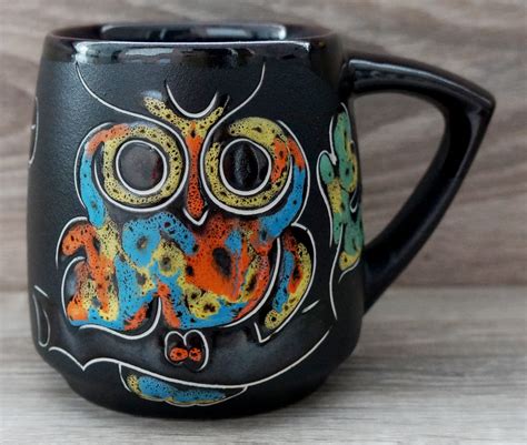 Pair Of Mugs Oz Handmade Coffee Mug Ceramic Engraved And Etsy