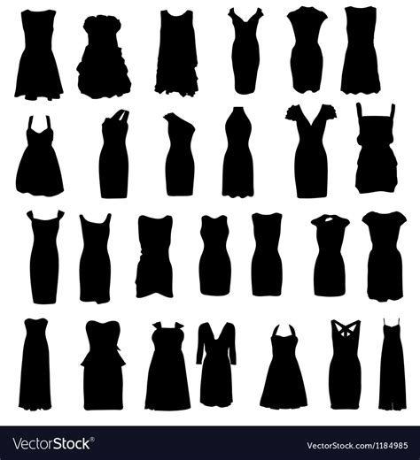 Set Of Dresses Silhouette Isolated On White Vector Image