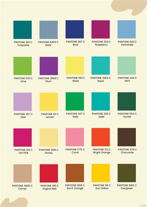 The Color Chart For Pantone S New Colors