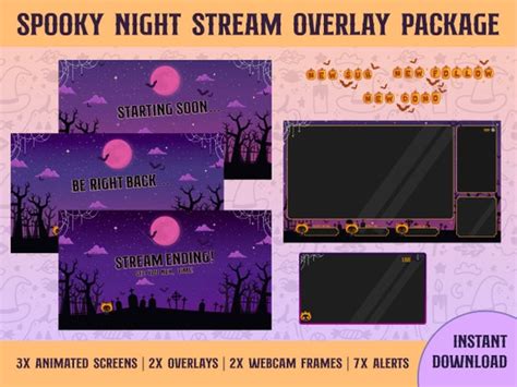 Twitch Stream Package Cute Spooky Night Overlay Screens Etsy
