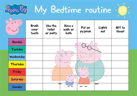 Peppa Pig Bedtime Routine Kids Reward Chart Rewarding