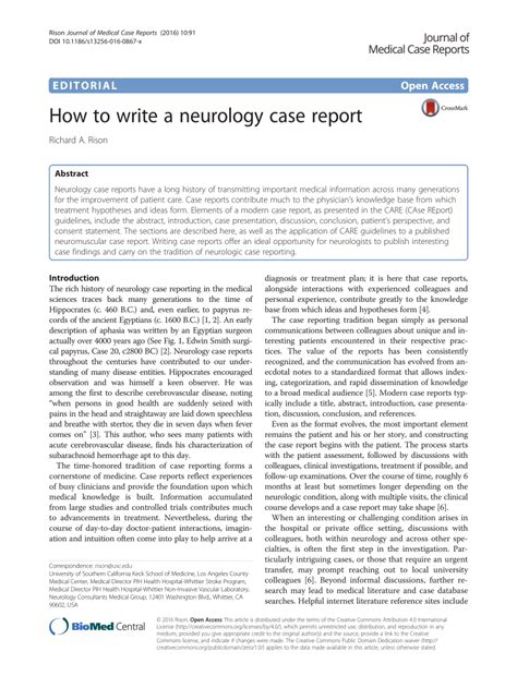 Pdf How To Write A Neurology Case Report