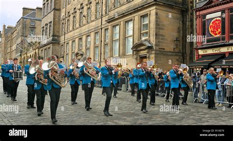 Brass Band Playing At The Riding Of The Marches Edinburgh Scotland