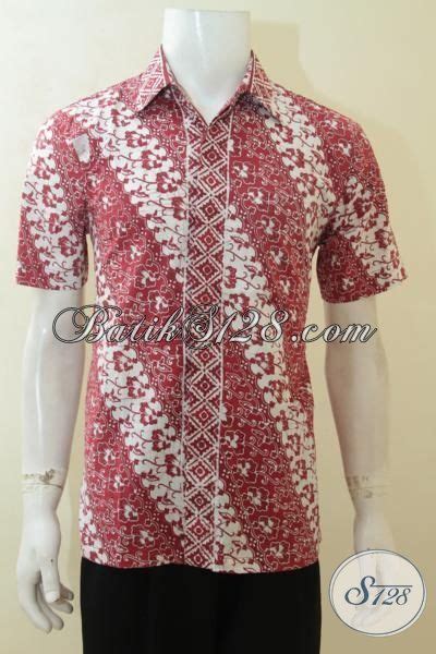 Jual Hem Batik Klasik Warna Modern Batik Merah Kombinasi Putih Cowok Tampil Modis Dan Bergaya
