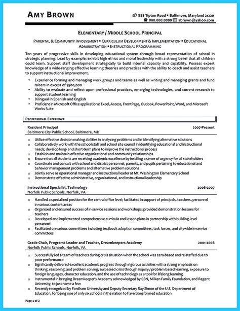 Awesome An Effective Sample Of Assistant Principal Resume Assistant
