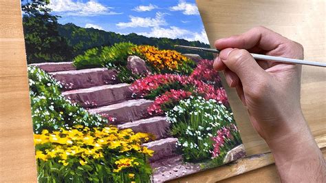 How To Paint Garden Of Flowers Acrylic Painting Correa Art