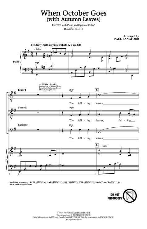 New Choir Sheet Music On Modern Score Roger Williams When October