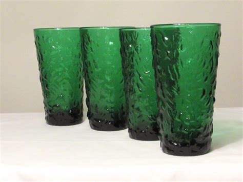 Emerald Green Drinking Glasses Set Of 4 Anchor Hocking Milano