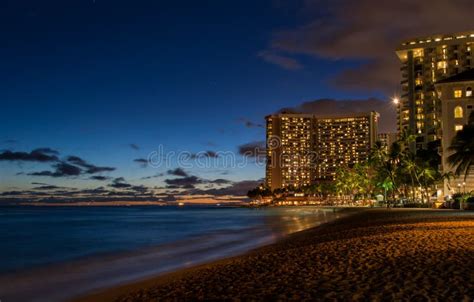Waikiki Beach At Night Stock Image Image Of Waikiki 81859029