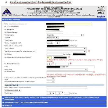 Kadar cukai pendapatan individu taksiran 2020. Panduan Isi e-Filing Cukai Pendapatan (Bukan Perniagaan)