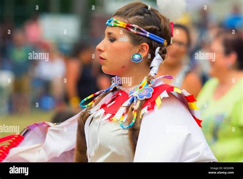Pow Wow Native Female Dancer In Traditional Costume Six Nations Of The Grand River Champion Of