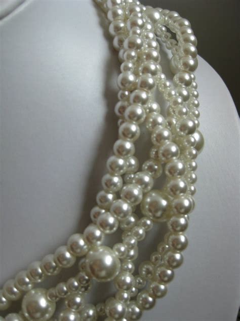 White Pearl Wedding Necklace Multi Strand By Laetitiajewelry Jewel Wedding Pearl