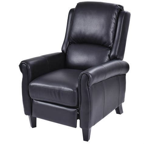 Giantex recliner chair for living room, recliner sofa wingback chair w/massage function, padded seat pu leather reclining chair w/side pocket, home theater seating massage recliner easy lounge (black. Leather Recliner Accent Chair Push Back Living Room Home ...