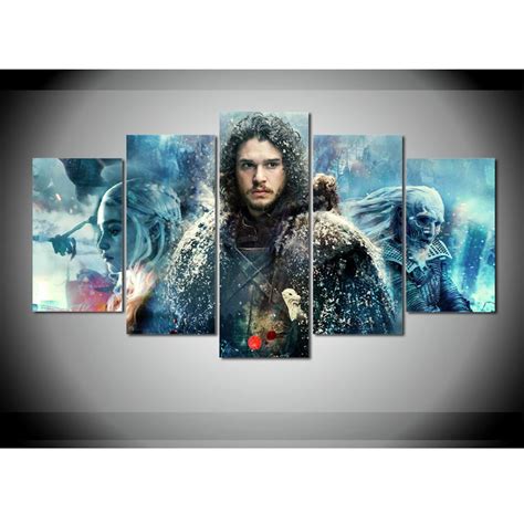 5 Piece Printed Canvas Game Of Thrones John Snow Painting Room Decor