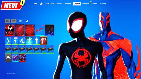 Fortnite Spider Man Miles Morales And Spider Man 2099 Skins Emotes And