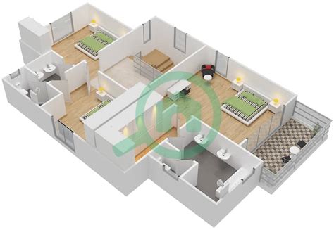 Floor Plans For Type 1 3 Bedroom Villas In Azalea Bayut Dubai