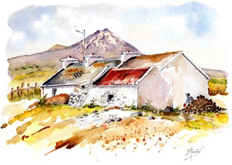 Donegal Cottage Ireland Watercolour Inspiration Watercolor Art