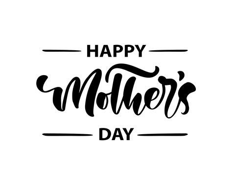 Happy Mothers Day Lettering Black Vector Calligraphy Text Modern
