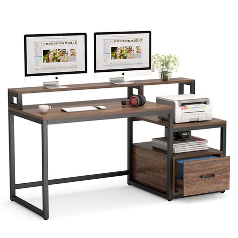 Tribesigns Computer Desk With File Drawer And Storage Shelves 59 Inch