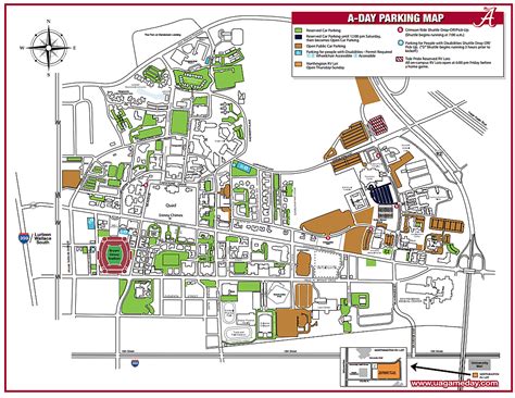 Alabama Campus Parking Map For The 2016 A Day Game On Saturday