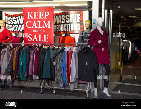 Sale Signs Outside A Clothing Shop In Walsall West Midlands England