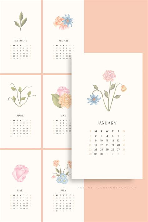 Cottagecore Aesthetic 2023 Calendar Canva Templates ⋆ The Aesthetic Shop