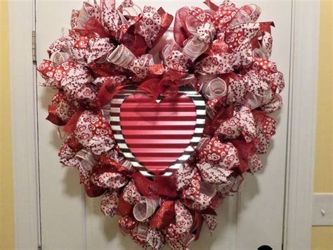Valentines Wreath Heart Shaped Wreath With Tin Heart Front Door Decor