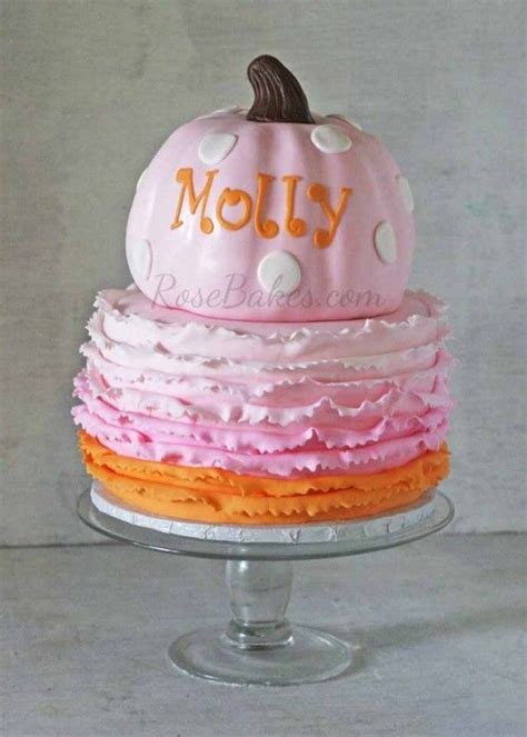 Pink Pumpkin Cake With Ombre Ruffles And Some Party Pics Pumpkin