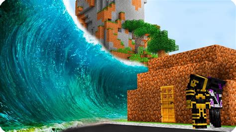 Casa De Tierra Vs Tsunami En Minecraft Reto De La Casa Vs Tsunami