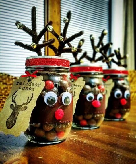 Cute Little Reindeer Noses Made From Mason Jars Christmas Jars Xmas Ts Christmas Decor Diy
