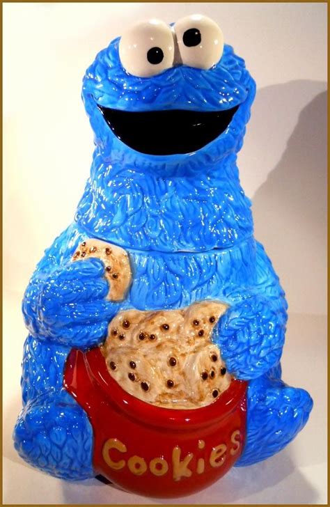 Sesame Street Cookie Monster Ceramic Cookie Jar Excellent Condition