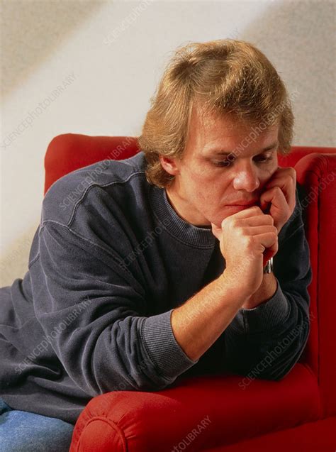 Depressed Man Sitting In Armchair Stock Image M2450167 Science
