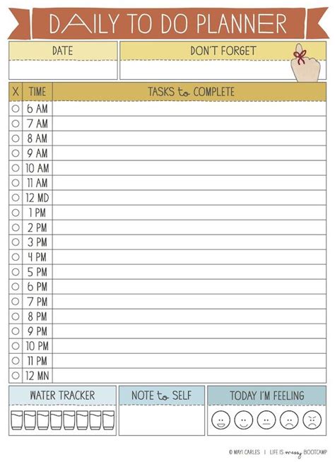 daily   planner  hours hourly planner planner printables