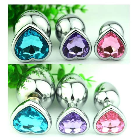 3pcslot Smallmediumlarge Size Heart Shaped Stainless Steel Crystal Jewelry Anal Plug Sex Toys